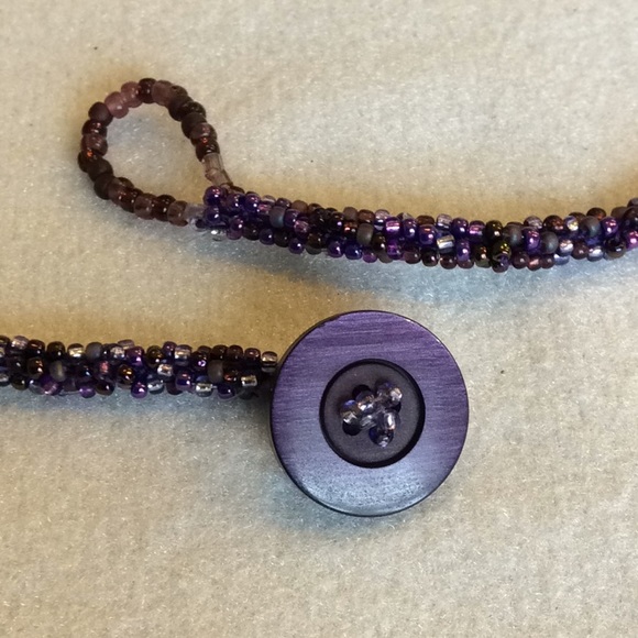 FINAL SALE PRICE CL Designs Crochet Embellished Necklace in Purple - Picture 5 of 5